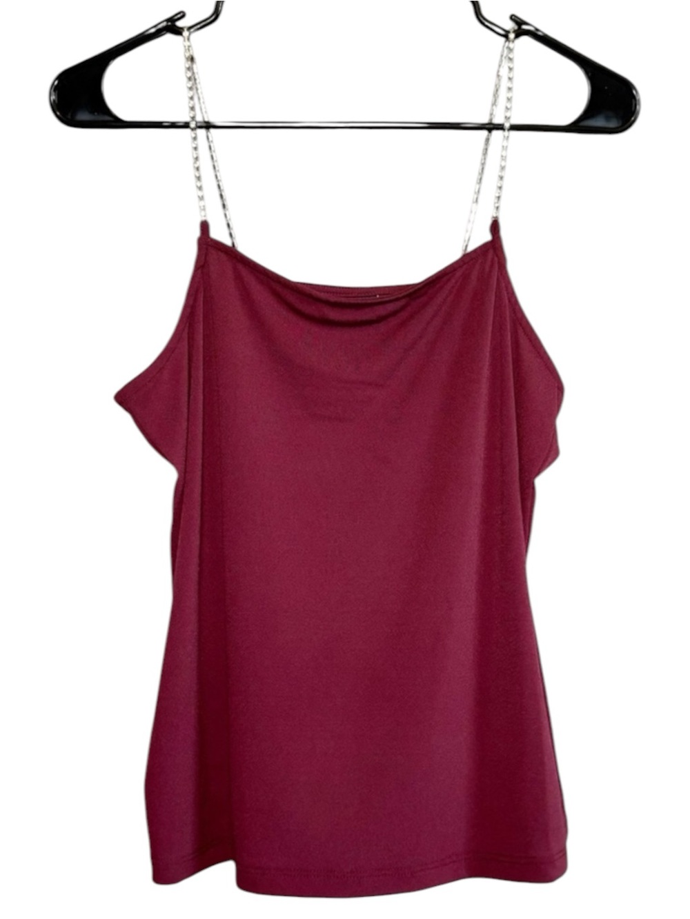 VERO MODA Rhinestone Chain Strap Cami Burgundy Going Out Top Women’s Small